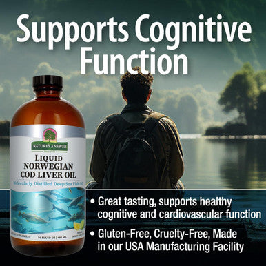 Nature'S Answer Cod Liver Oil Liquid Supplement 16-Fluid Ounces | Promotes a Healthy Heart & Brain | Cognitive and Cardiovascular Support | Great Tasting (Pack of 1)