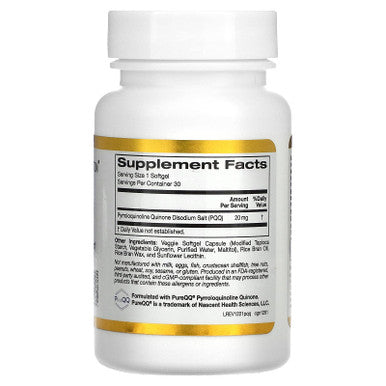 California Gold Nutrition Pqq, 20 Mg, 30 Veggie Softgels