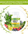 Adult Multivitamin/Multimineral For Immune Health, Dietary Supplement For Energy, Brain, Eye Health With Vitamin A, C, D3, E, Calcium & More, Gluten Free, 75-Days Supply, 150 Tablets