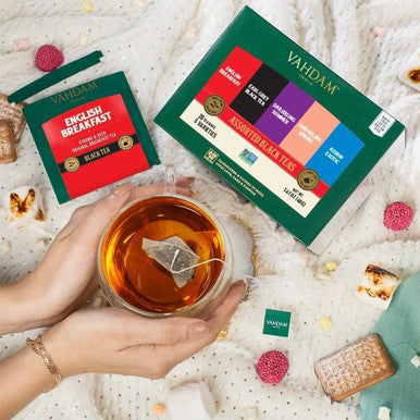 Vahdam Assorted Black Tea Sampler Set (5 Flavors 20 Tea Bags) Gluten Non GMO | Tea Variety Pack - Long Leaf Pyramid Black Tea Bags Variety Pack | s for Women & Men Tea Set