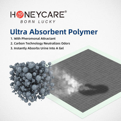 HONEY CARE All-Absorb, Carbon Training Pad, 22"x23", 100 ct, Ultra Absorbent and Odor Eliminating, Green