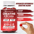 PureWellness Creatine and BCAA Gummies - 5000mg Creatine Monohydrate 1000mg BCAAs per Serving - Chewable Vegan Sugar Free Gummies Strawberry Flavour (1 Month Supply)