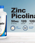 Nutricost Zinc Picolinate 50mg 120 Vegetarian Capsules GlutenFree GMOFree