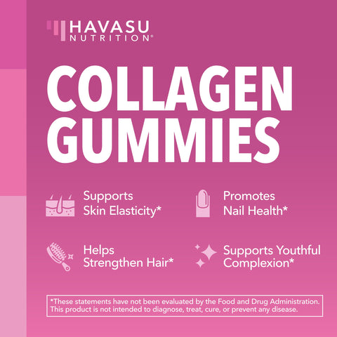 Havasu Nutrition Collagen Gummies For Women And Men With 2500Mcg Biotin Zinc Vitamin C & E - Hydrolyzed Collagen Gummies For Hair Skin & Nail Support - Biotin And Collagen Gummies - Lemon Flavor 30 Servings