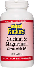 Natural Factors Calcium Magnesium Citrate with Vitamin D3 Support for Bones and Teeth 180 Tablets