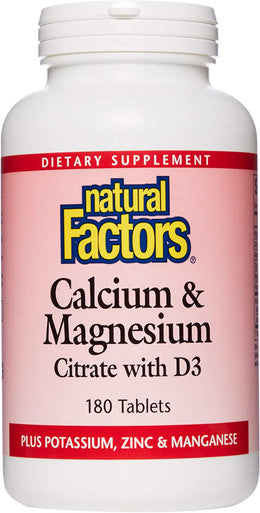 Natural Factors Calcium Magnesium Citrate with Vitamin D3 Support for Bones and Teeth 180 Tablets