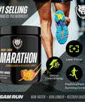 6AM Run Marathon Running Supplements for Endurance and Stamina Amino Energy with BCAAs for a Clean Pre Running Fuel No Jitters Marathon Essentials Peach Mango 40 Servings