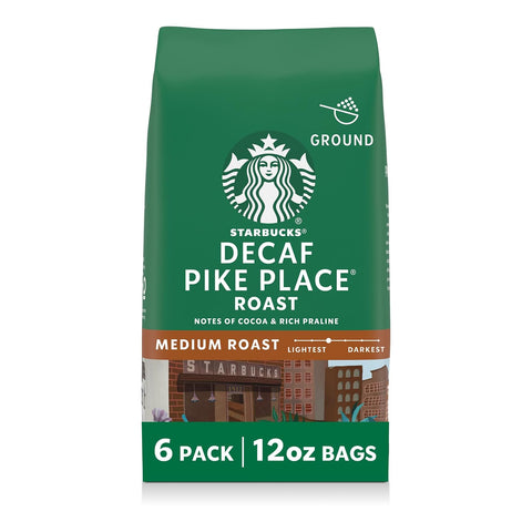 Starbucks Ground Coffee, Medium Roast Hot or Iced Coffee, Decaf Pike Place Roast, Six 12 oz BagsÃƒÂ¢Ã¢â€šÂ¬Ã¢â‚¬Â¹