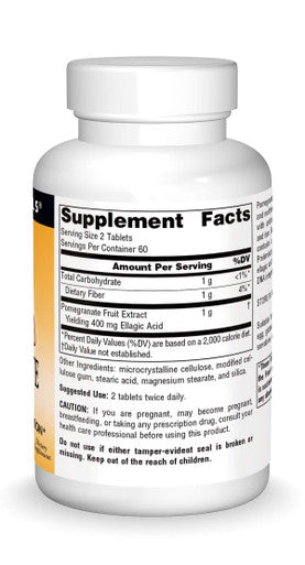 Source s Pomegranate Extract 500mg Complete Ellagic Antioxidant & Added Fiber - 120 Tablets