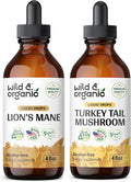 Wild & Organic Lion'S Mane Tincture 4 Fl Oz & Turkey Tail Tincture 4 Fl Oz