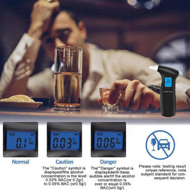 Haptique Breathalyzer With Lcd Digital Display Portable Tester For Alcohol Includes 12 Mouthpieces(Blue)