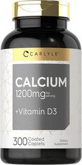 Calcium | 1200mg | with Vitamin D3 | 300 Tablets | Vegetarian, Non-GMO, and Gluten Free | by Carlyle