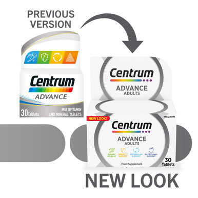 Centrum Advance Multivitamin Tablets For Men And Women Vitamins With 24 Essential Nutrients Including Vitamin C D And Zinc 30 Ct (Packaging May Vary)
