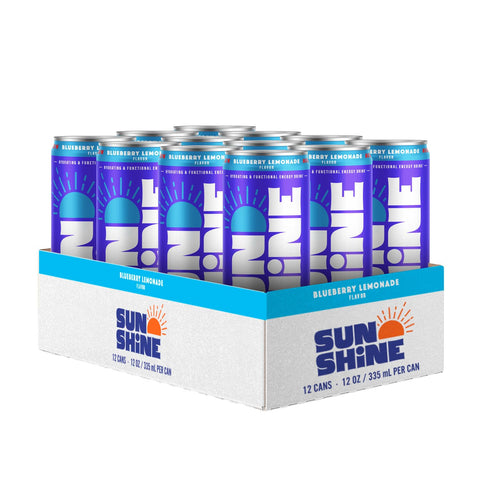 Sunshine Sparkling Energy Drink, Ginger Berry with Daily Essential Vitamins, 360mg of Electrolytes, 70mg of Natural Caffeine, 12 Fl Oz (Pack of 12)