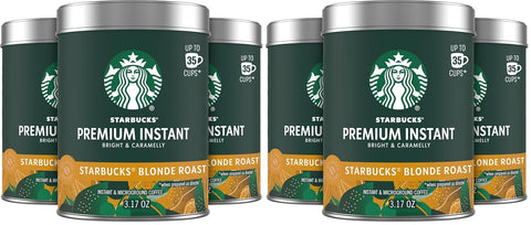 Starbucks Premium Instant Coffee Blonde Roast, 3 Tins 3.17 oz | 100% Arabica premium instant and microground coffee; Blonde Roast; 3 tins, 3.17 oz each