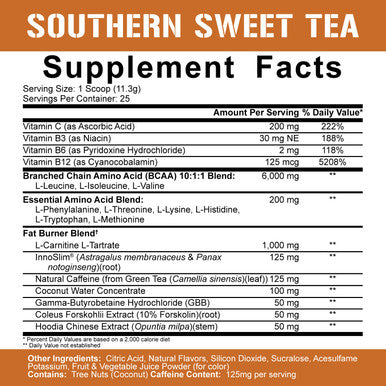 5% Nutrition Rich Piana AllDayYou Shred BCAA Powder | Amino Supplement for Weight Loss | E Fat Burning Pre Workout for Energy, Hydration, Endurance & Recovery (Southern Sweet Tea)