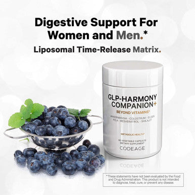 Codeage Glp-Harmony Companion+ Supplement - Glp-1 Agonist Support - Lion'S Mane, Pea, Colostrum, Shilajit, Akkermansia, Elder, Citrus Bioflavonoids, Broccoli, Resveratrol - Non-Gmo - 60 Capsules