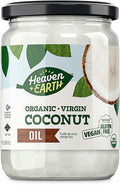 Heaven & Earth Organic Unrefined Virgin Coconut Oil, (2 Pack) 16oz | Glass Jar | Cold Pressed | Coconut Oil for Cooking, Hair & Skin | Kosher