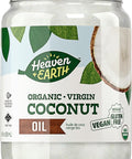 Heaven & Earth USDA Organic Unrefined Virgin Coconut Oil, 16oz | Glass Jar | Cold Pressed | Coconut Oil for Cooking, Hair & Skin | Kosher