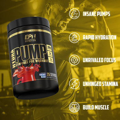 EPN Supplements Hydrapump | #1 New Stim Free Pre Workout Powder W/ Nitric Oxide Booster, Electrolytes & Nootropics | Pumps, Focus, Stamina, Muscle Growth, Hydration, Caffeine Free & Non Stimulant - Cherry Blast