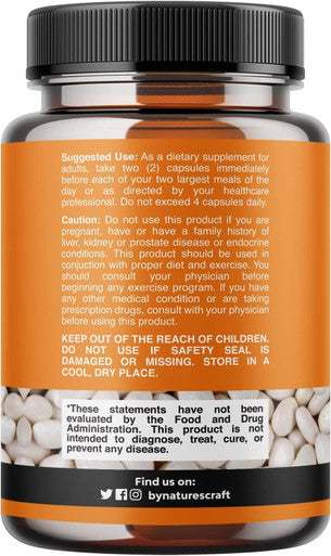 Natures Craft Pure White Kidney Bean Extract - AMPK Activator Pre Workout for Men and Women Natural Energy Supplement - Daily Fiber Supplement for Digestive Health and Energy Boost with Molybdenum and Amino Acids
