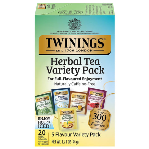 Twinings Lemon & Ginger, Caffeine-Free Herbal Tea Bags, 100 CT Box (1 Pack) | Spicy & Tangy, Ginger, Lemon Peel, Lemongrass, Blackberry Leaves, Soothe Digestion, 100 Foil Lined Individually Wrapped Bags