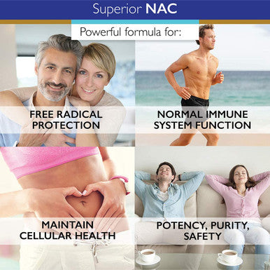 Superior Labs NAC NAcetyl Cysteine Dietary Supplement with Selenium 1200mg 150 Vegetable Capsules Free Radical Protection Normal Immune System Function Maintains Cellular Health