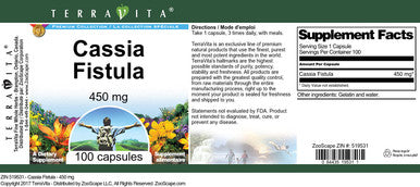 Terravita Cassia Fistula - 450 Mg (100 Capsules, Zin: 519531)