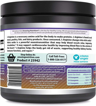 Amazing Nutrition Formulas L-Arginine Powder Supplement | Non-GMO | Gluten | Made in USA (1 Lb)