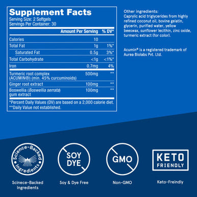 Bulletproof Curcumin Max Inflammation Response Softgels, 60 Count, Keto Supplement For Joint And Inflammation Support