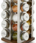Kamenstein 20 Jar Revolving Countertop Spice Rack with Spices Included, FREE Spice Refills for 5 Years, Polished Stainless Steel with Black Caps, 30020