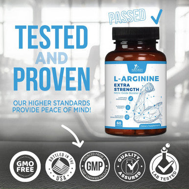 L-Arginine Complex - Essential Amino Acids for Energy, Muscle & Vascular Health Support - Nitric Oxide Booster with Citrulline, Beta Alanine & Calcium - Supports Exercise & Recovery - 60 Capsules