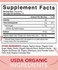 Organic Apple Cider Vinegar Gummies with The Mother USDA Organic Vegan NonGMO Verified 60 Vegan Gummies