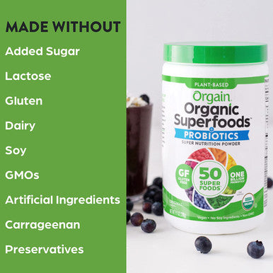 Orgain Organic Green Superfoods Powder Original Antioxidants 1 Billion Probiotics Vegan Dairy Gluten Kosher NonGMO 0.62 Pound Packaging May Vary