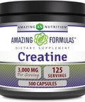 Amazing Nutrition Formulas Creatine 3000Mg Per Serving 500 Capsules Supplement | Non-GMO | Gluten | Made in USA