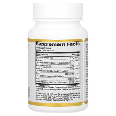 Vitamin B Complex, Thiamin B1, Riboflavin B2, Niacin B3, Pyridoxine B6, Biotin B7, Pantothenic Acid B5 And Pro Folate B9, Gluten Free, Non Gmo, 60 Veggie Capsules
