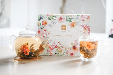 Teabloom Flowering Tea Chest - Curated Collection of 12 Gourmet Flowering Teas - Packaged in Beautiful -Ready Tea Box