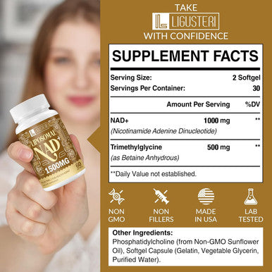 Nad Supplement 1500Mg, Liposomal Nad+ Supplement With Tmg, 98%+ Absorption, Pure Nad Plus, Non-Gmo Aging Defense, Cellular Energy, Heart & Brain Function, Longevity, 120 Softgels