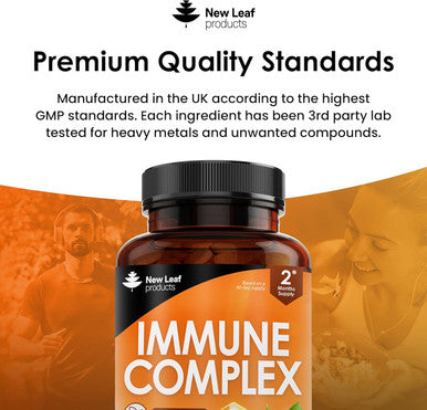 Vitamin D Tablets - Immune Booster Complex - Enriched With Immune System Vitamins C, D, B12, Zinc, Turmeric & Elderberry - Immune Support Made In The Uk Immunity Booster By Leaf 120 Tablets