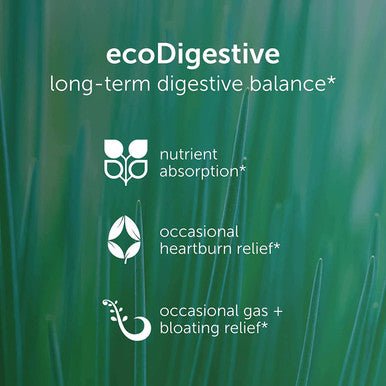 EcoNugenics EcoDigest Digestive Health Supplement 60 Capsules Digestive Support Herbs Medicinal Mushrooms Enzymes Relief from Heartburn Indigestion GERD Acid Reflux Gas Nausea Bloating