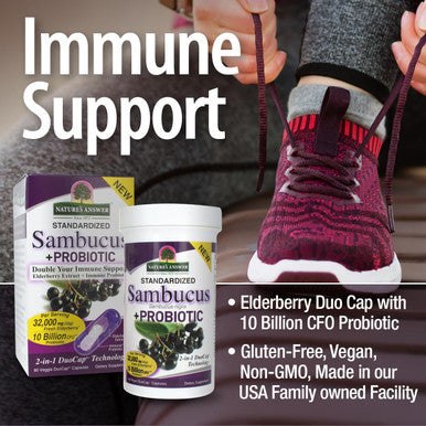 Nature'S Answer Sambucus + Probiotic | 32000mg Standardized Fresh Elderberry Duo Cap with 10 Billion CFU Probiotic | Gluten- Non-GMO | 60-Capsules | Single Count