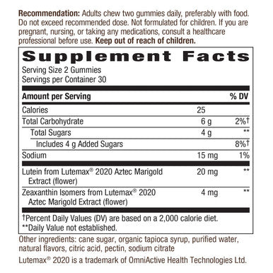 Nature'S Way Lutein Gummies With Zeaxanthin, Eye Health And Brain Function Supplement*, Mango Flavored, 60 Count