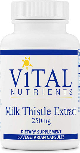 Vital Nutrients Milk Thistle Extract Supports Healthy Liver Function and Detoxification 60 Vegetarian Capsules per Bottle 250 mg