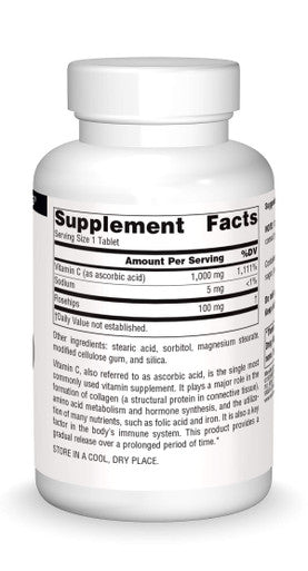 Source s C-1000, With Rose Hips 1000 mg For Immune System Support - 100 Time Release Tablets