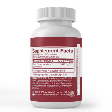 PURE ORIGINAL INGREDIENTS Reishi Mushroom, (100 Capsules) Always Pure, No Additives Or Fillers, Lab Verified