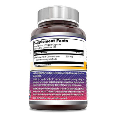 Amazing Formulas Elderberry 500Mg 120 Veggie Capsules Supplement | Non-Gmo | Gluten Free | Made In Usa | Ideal For Vegetarians