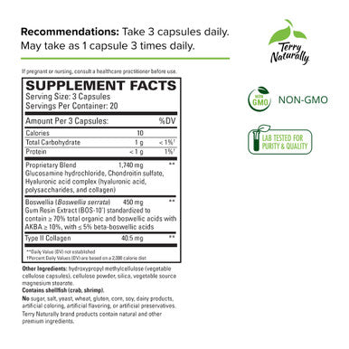 Terry ly Be Mobile - 60 Capsules - Joint Support Supplement - with Type II Collagen, Glucosamine, Chondroitin, Hyaluronic & Boswellia - Non-GMO, - 20 Servings