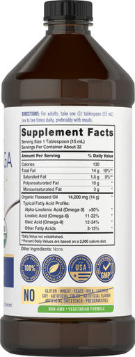 Carlyle Omega 3 6 9 | 16 Fl Oz | Cold Pressed | Usda Certified Organic, Vegan Supplement | Vegetarian, Non-Gmo, Gluten Free, And