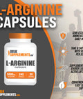 Bulksupplements.Com L-Arginine 5000Mg Capsules - Arginine Supplement, Nitric Oxide Supplement, L Arginine Capsules - Gluten Free, 8 Capsules Per Serving, 240 Capsules (Pack Of 1)