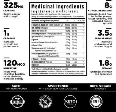 Batch 27 Pre Workout Powder - Nitric Oxide Booster & Nootropic Preworkout for Men and Women w/Citrulline, Beta Alanine, & More | Instant Strength, Energy, and Focus | Keto Friendly, 20sv Peach Rings